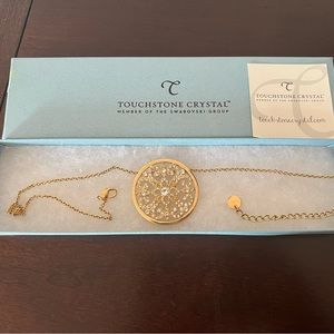 Swarovski Touchstone crystal pendant necklace. Gold.